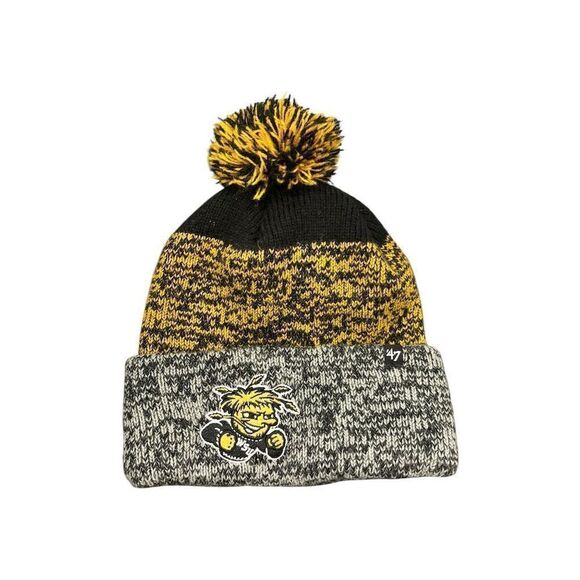 Wichita State Shockers 47 brand Black Knit Beanie with Pom Unisex Winter Hat - Picture 1 of 3